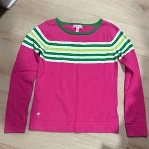 Lilly Pulitzer Pink and Green Striped Long Sleeve Tee